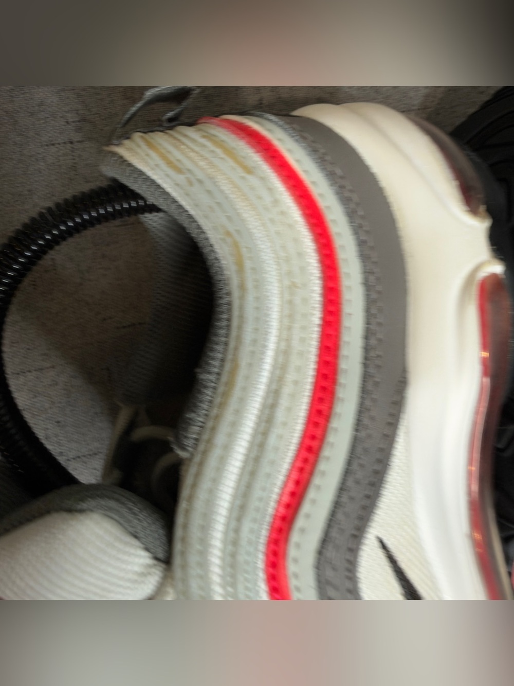 Nike Air Max 97 GS White Gray Red Running Shoes Youth Size 6Y Women 7.5 - Picture 7 of 10